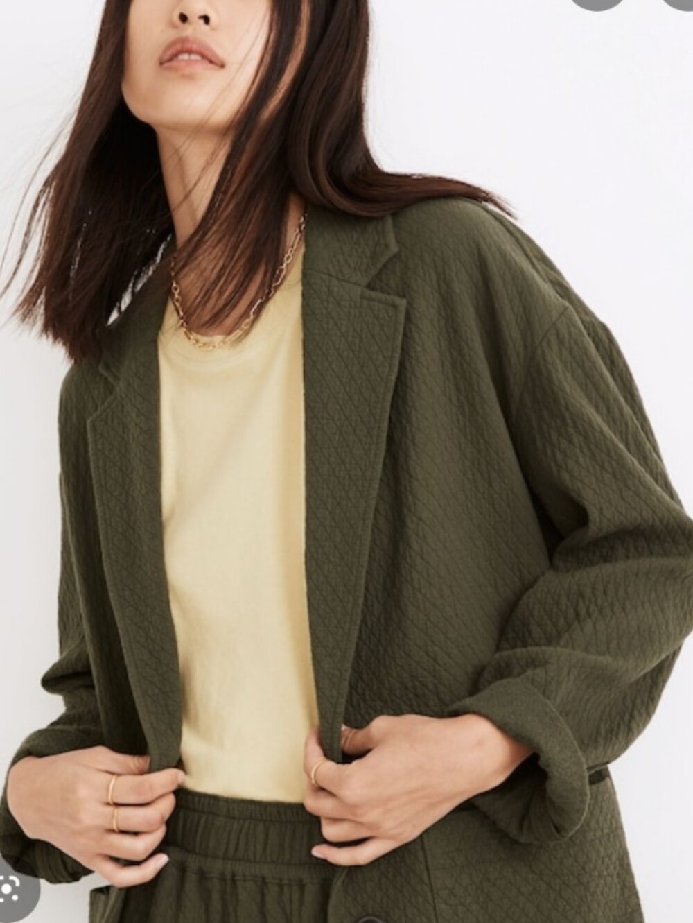 Madewell Diamond Jacquard Shaw Blazer Soft Cotton Quilted Oversized - Picture 2 of 8